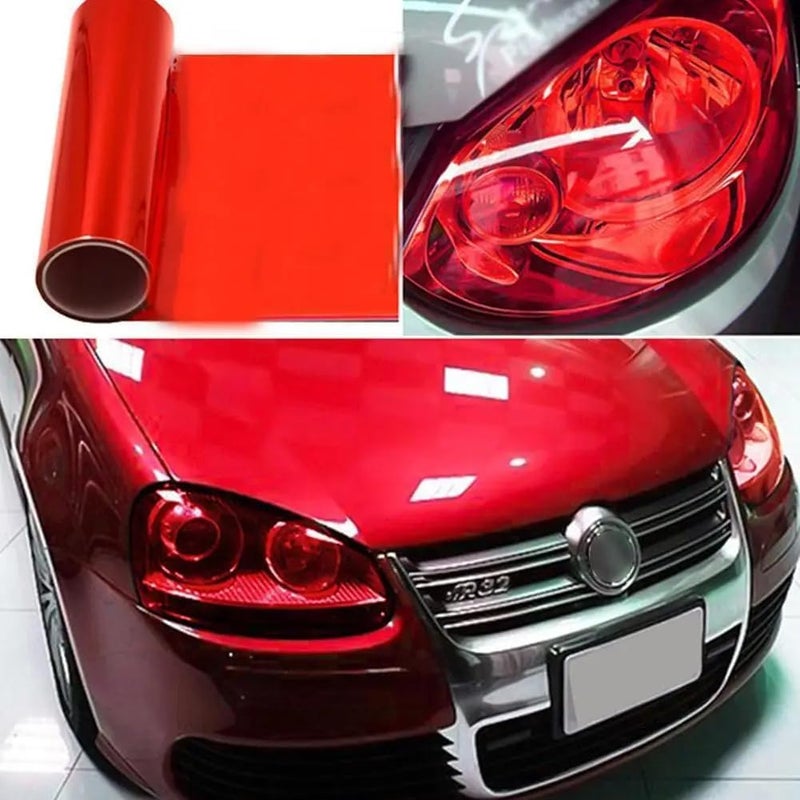 fangfei 12 by 48 inches Self Adhesive Auto Car Tint Headlight Taillight Fog Light Vinyl Smoke Film Sheet Sticker Cover (Red) - Image 5